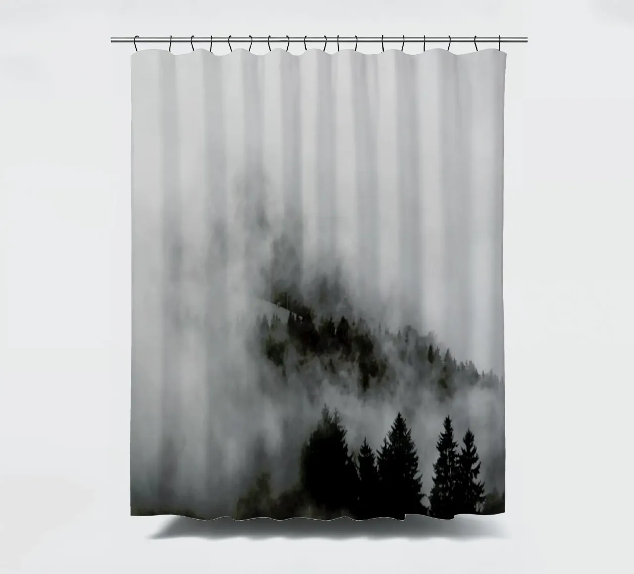 Black Foggy Forests Duschvorhang von Studio Nahili