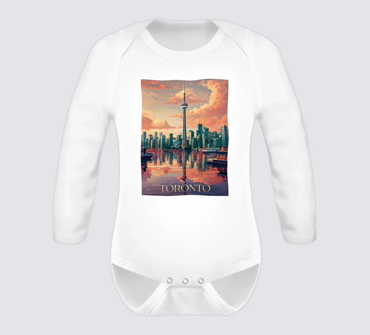 Toronto skyline long-sleeve baby romper by 🎁 ARTVI-SHOP
