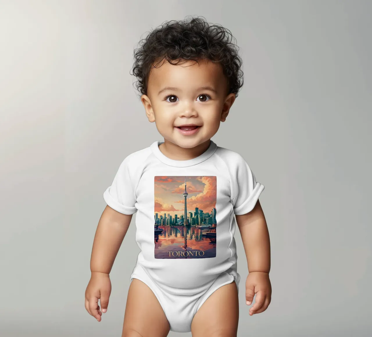 Toronto skyline short-sleeve baby romper by 🎁 ARTVI-SHOP