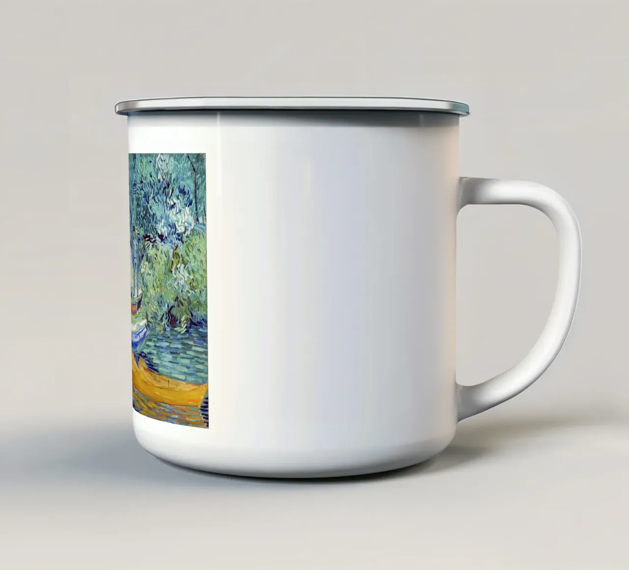 Riva dell'Oise ad Auvers di Vincent van Gogh tazza in smalto da Van Gogh Prints