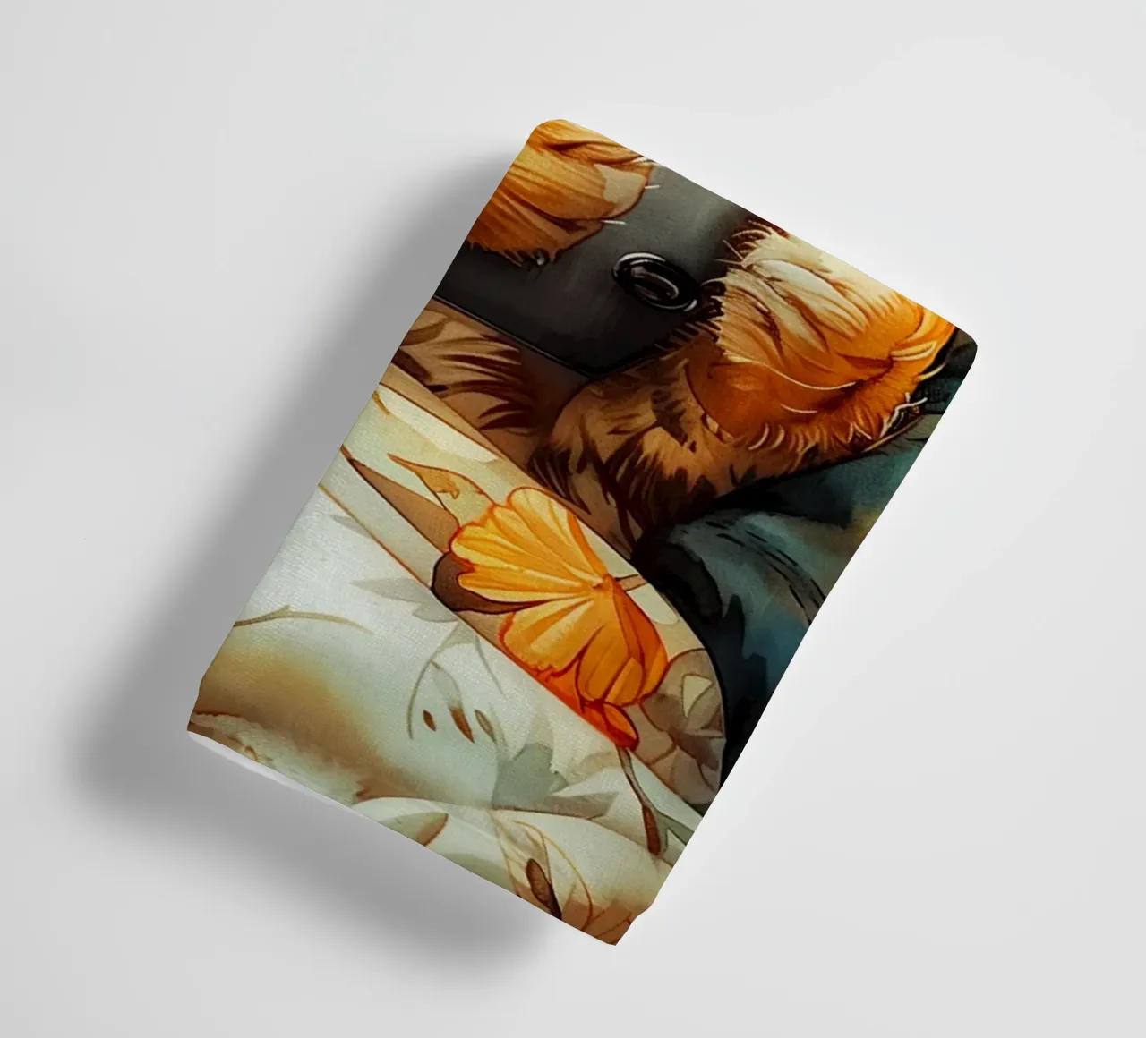 Cat with smartphone towel by Lionmixart