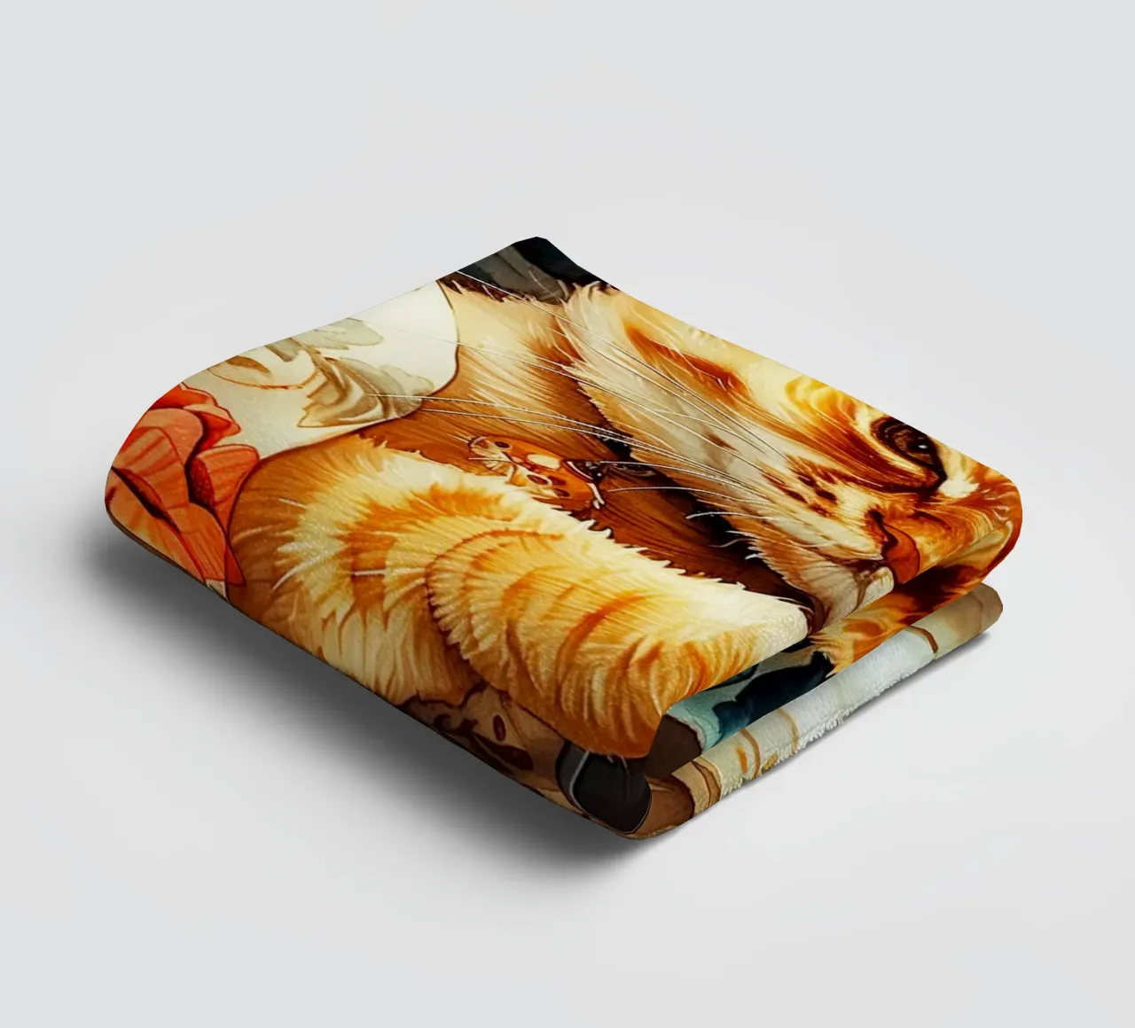 Cat with smartphone towel by Lionmixart