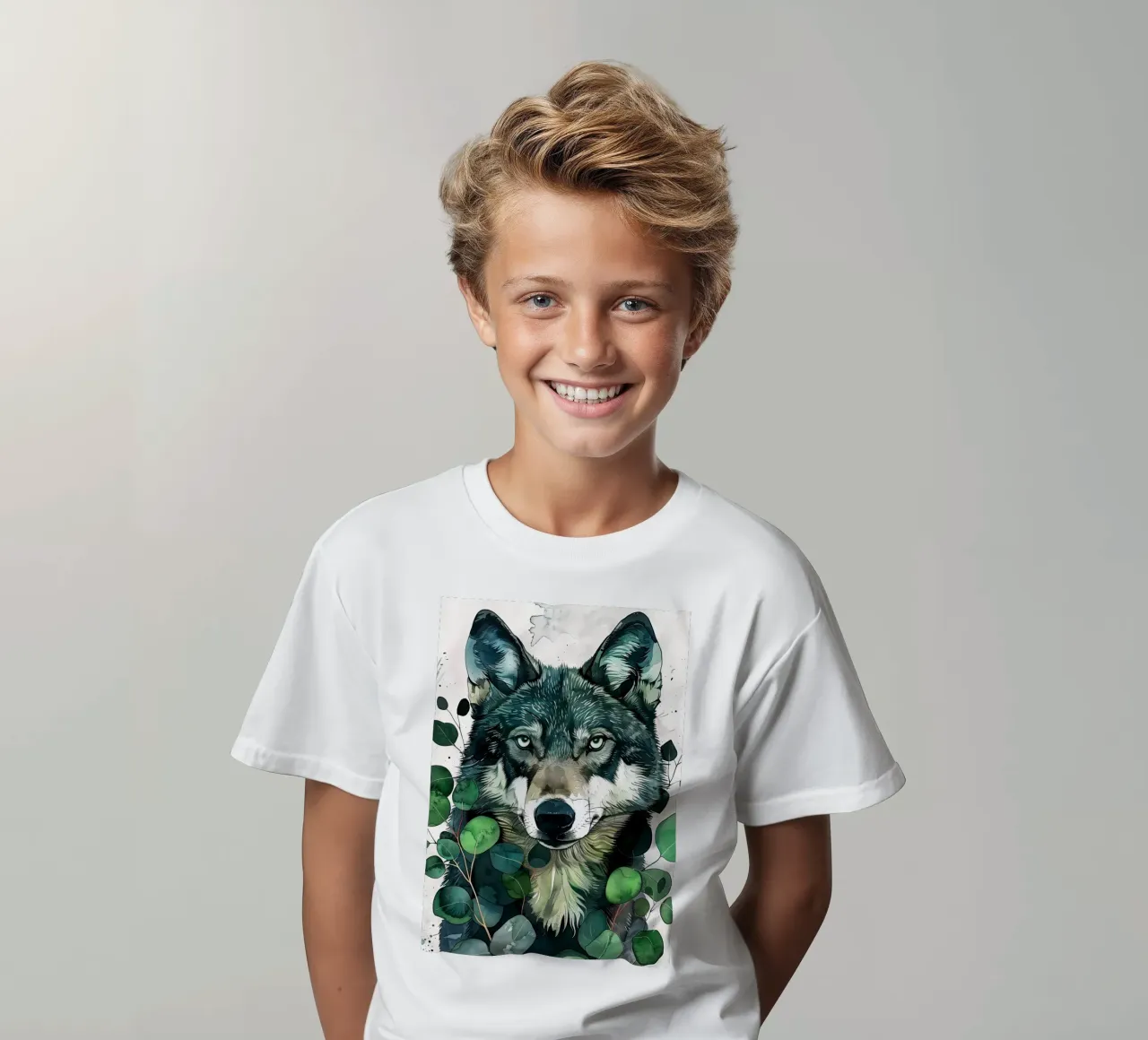 Lupo t-shirt bambini da Lionmixart