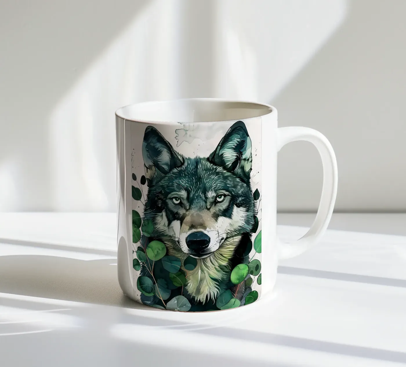 Wolf ceramic mug by Lionmixart