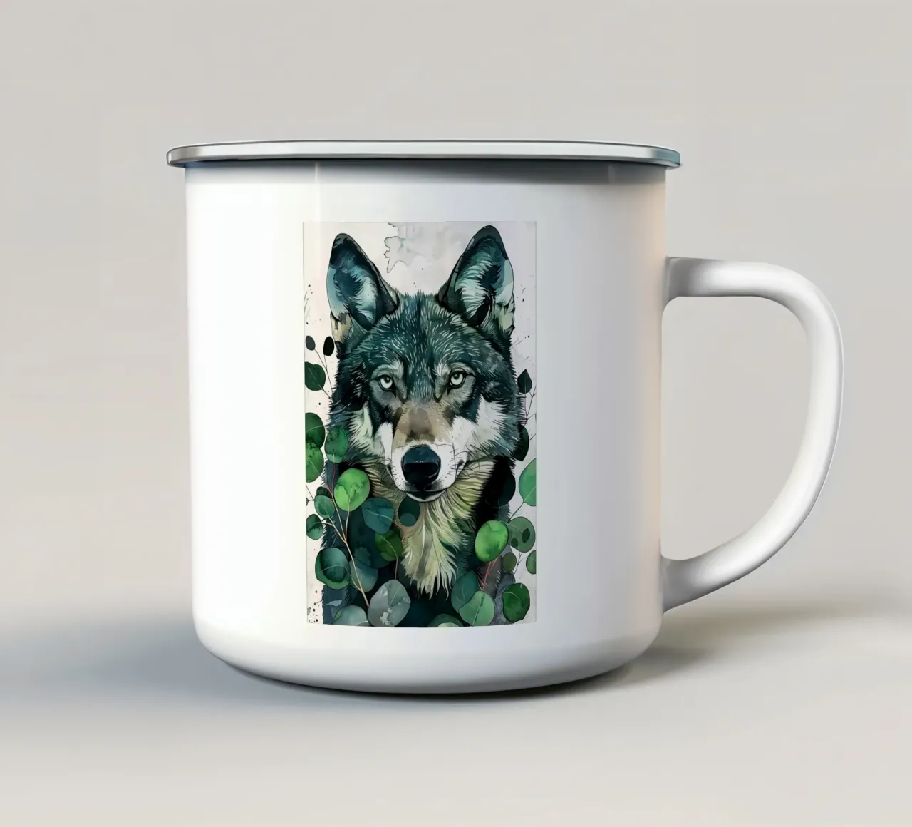 Lupo tazza in smalto da Lionmixart
