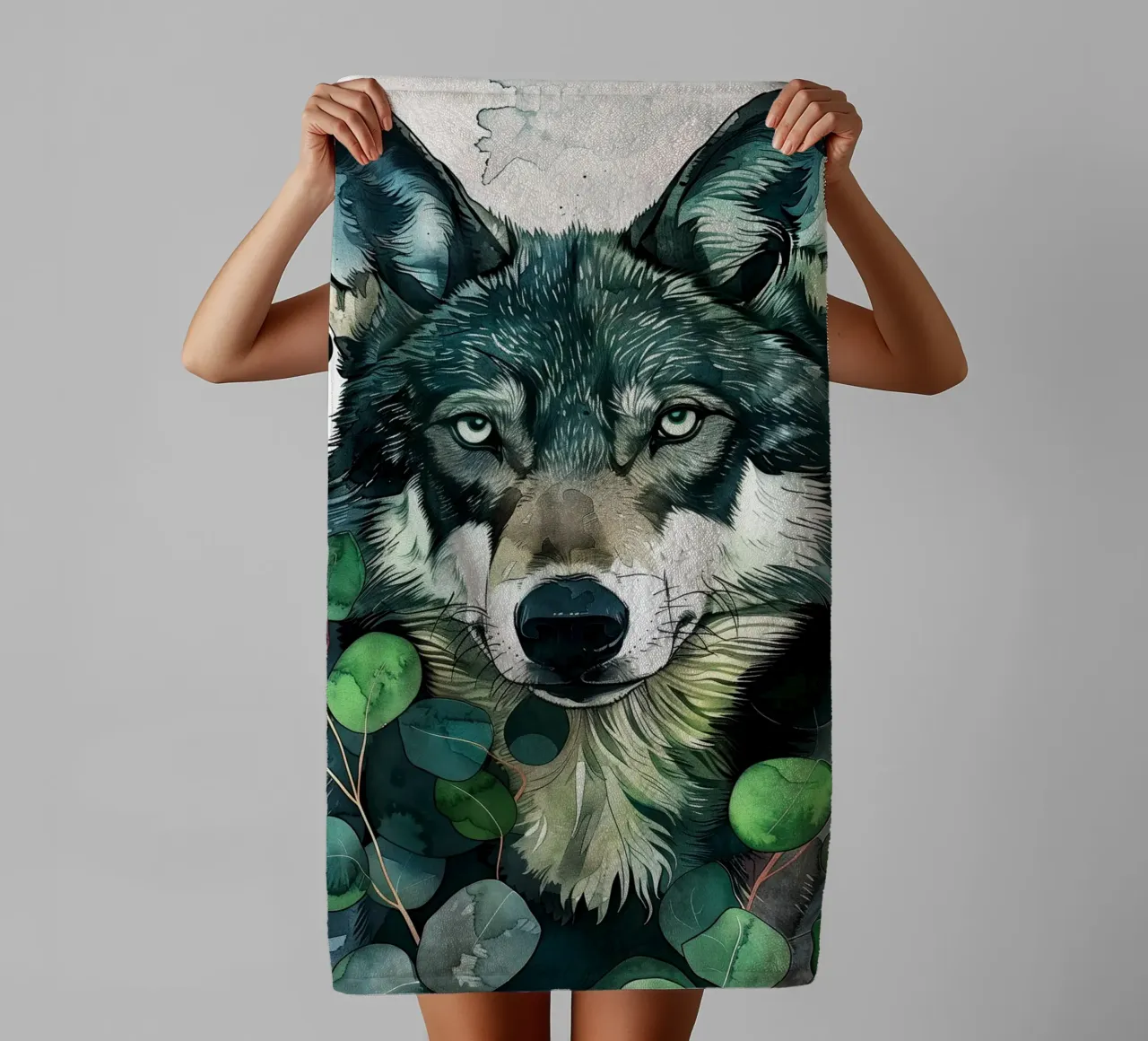 Wolf badhanddoek van Lionmixart