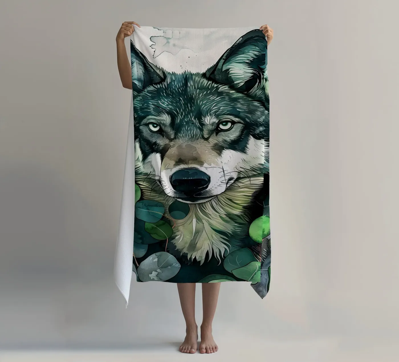 Wolf strandhanddoek van Lionmixart