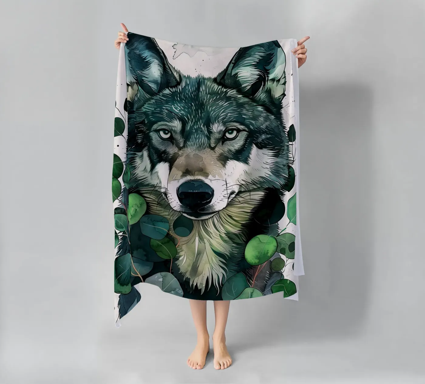 Wolf strandhanddoek van Lionmixart