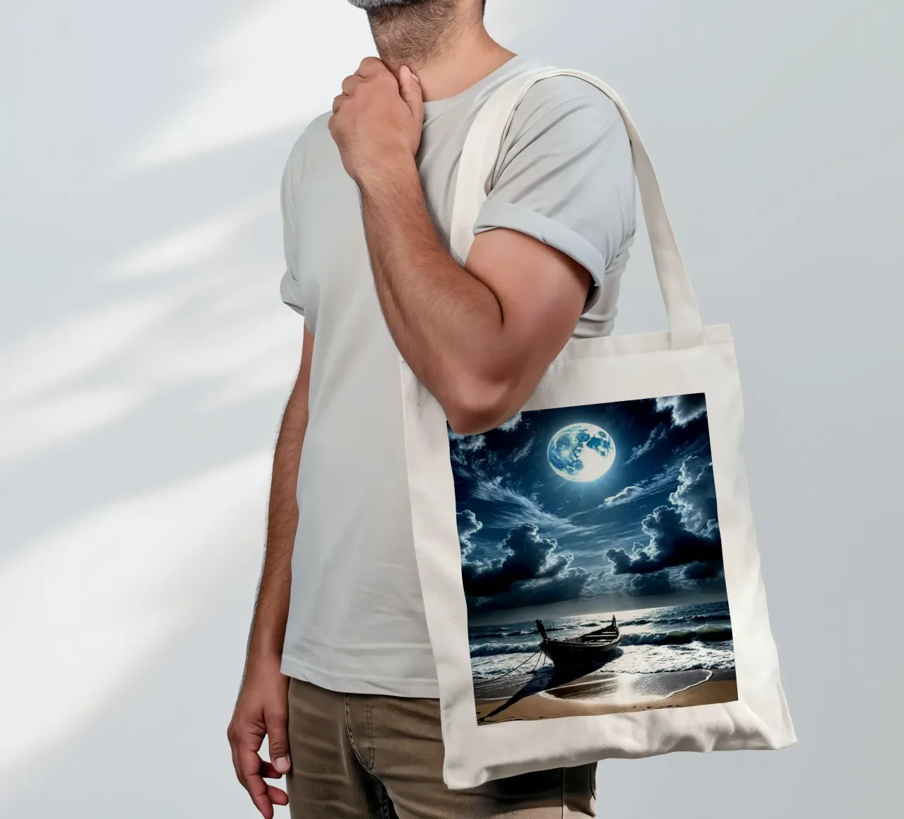 Silent Shore under the Moonlit Sky tote bag by ZARAH