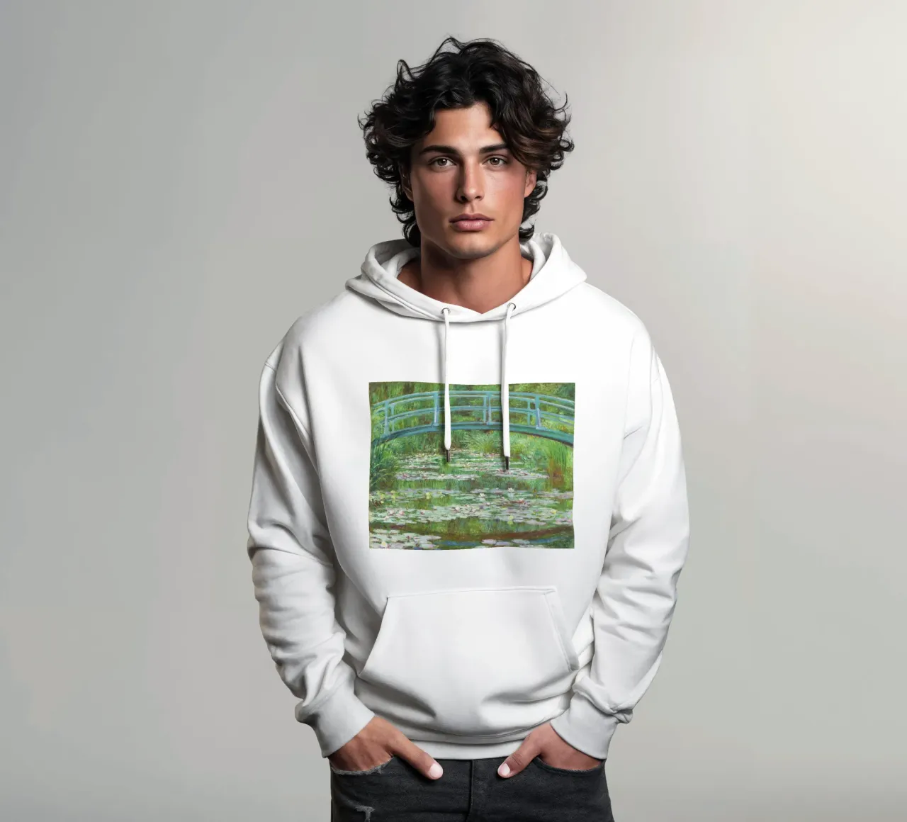 La passerella giapponese di Claude Monet felpa con cappuccio da Monet Art Prints
