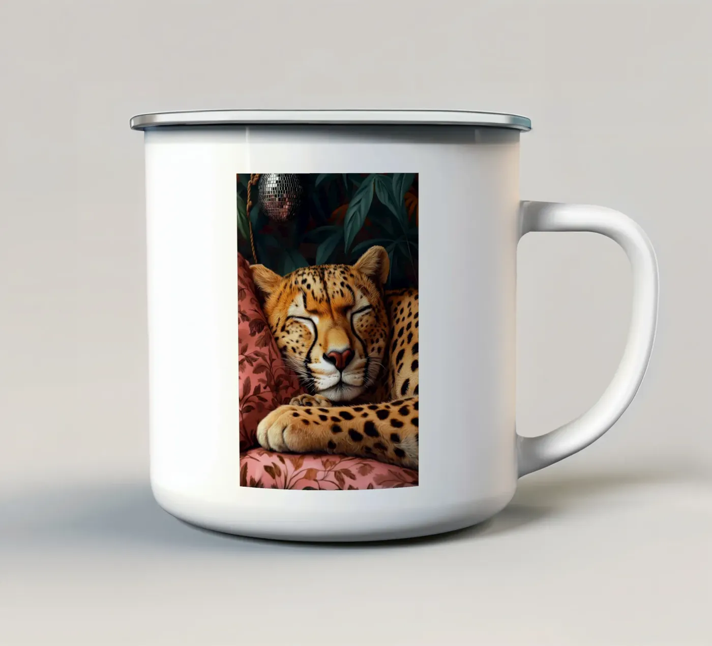 Leopard enamel mug by Lionmixart
