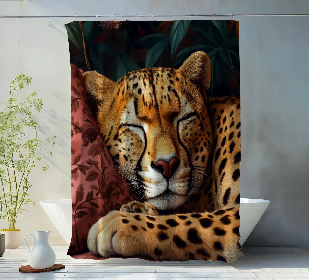Leopard Duschvorhang von Lionmixart