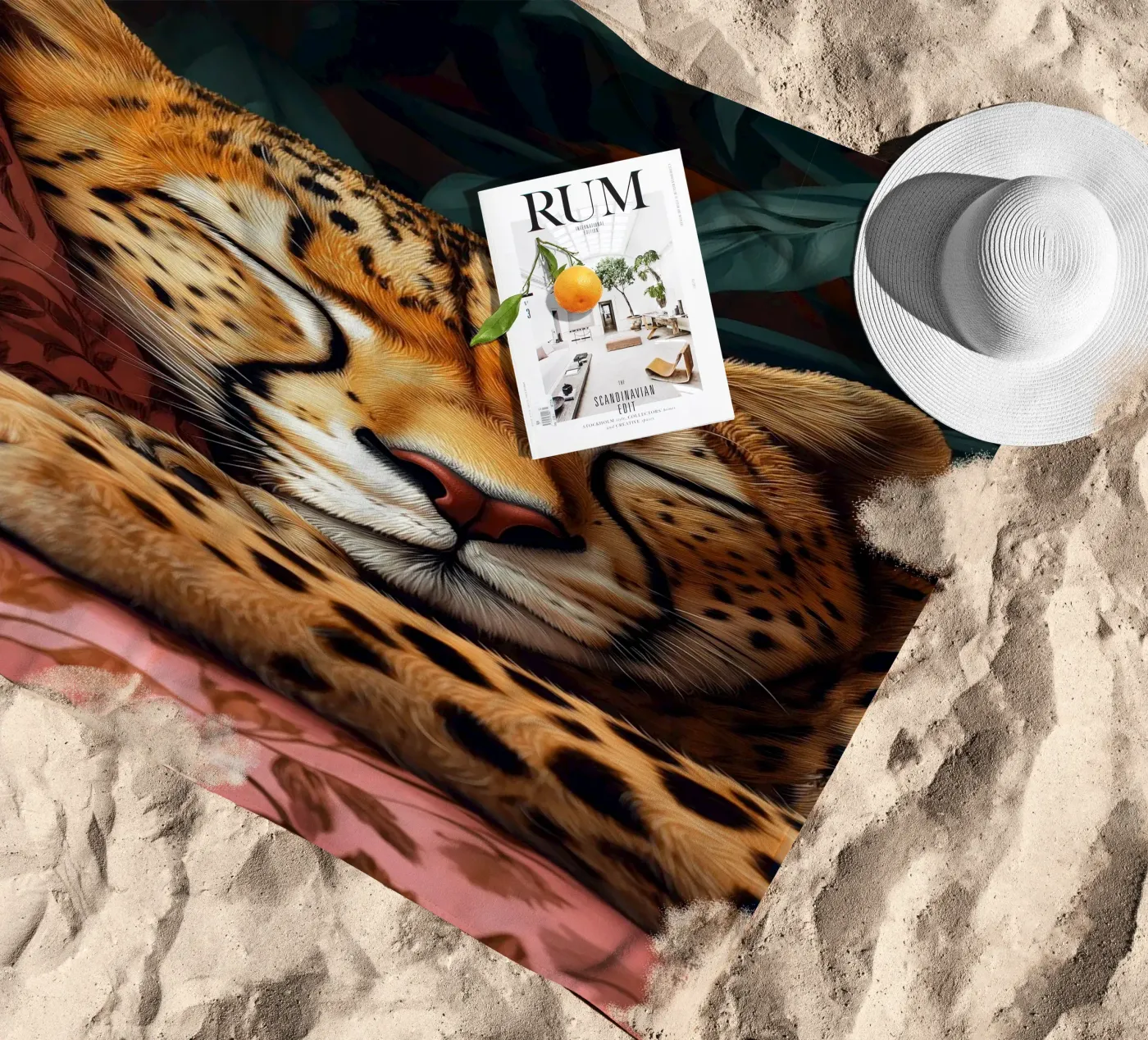 Leopard strandhanddoek van Lionmixart