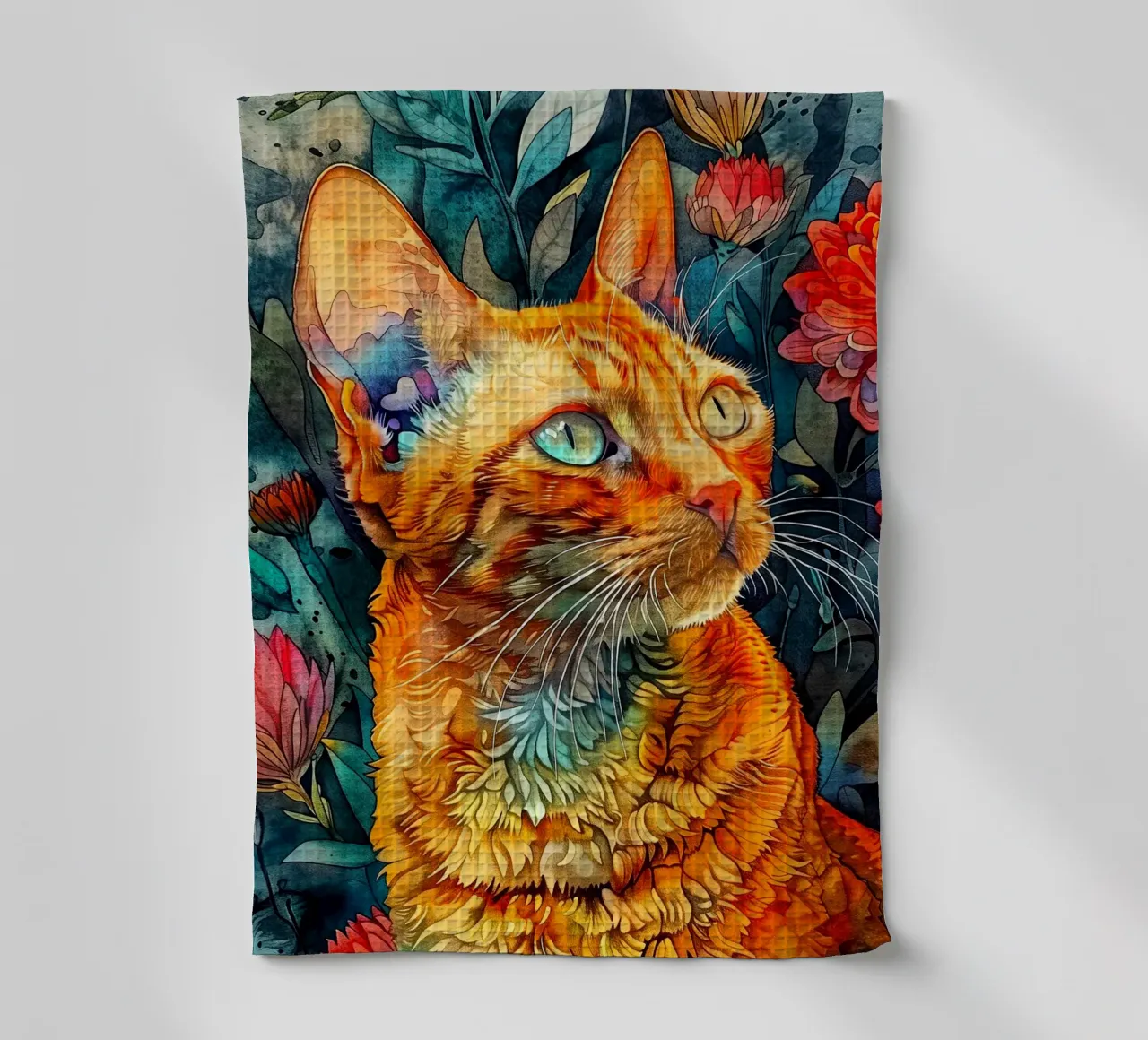 Chat roux Rudi torchon de Lionmixart
