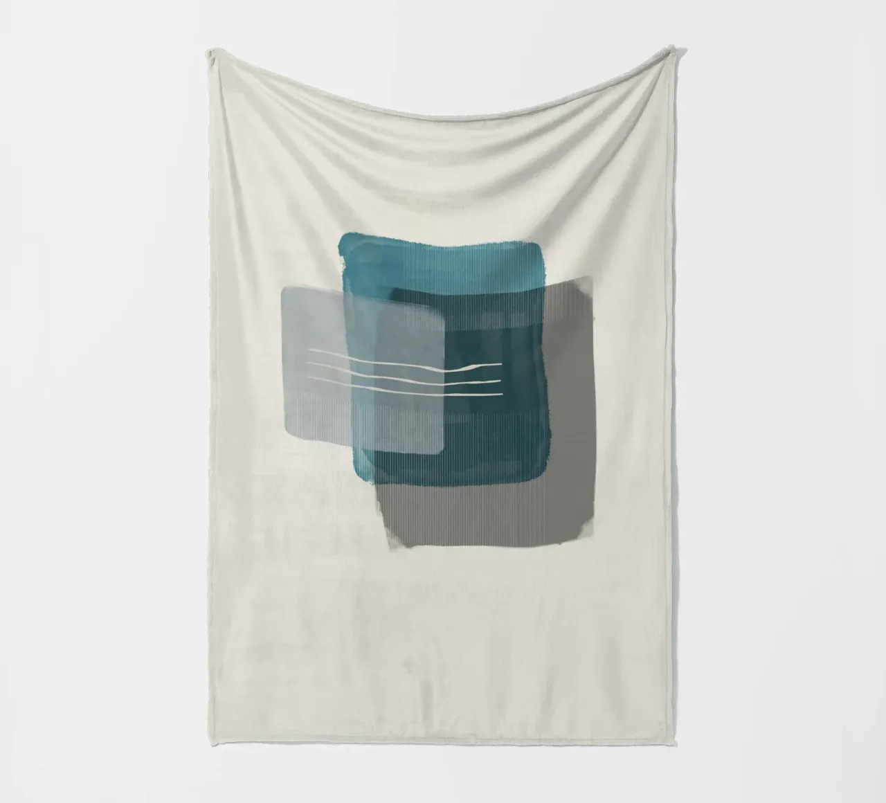 Modern abstract shapes in retro style with blue and grey Fleecedecke von Imaginative