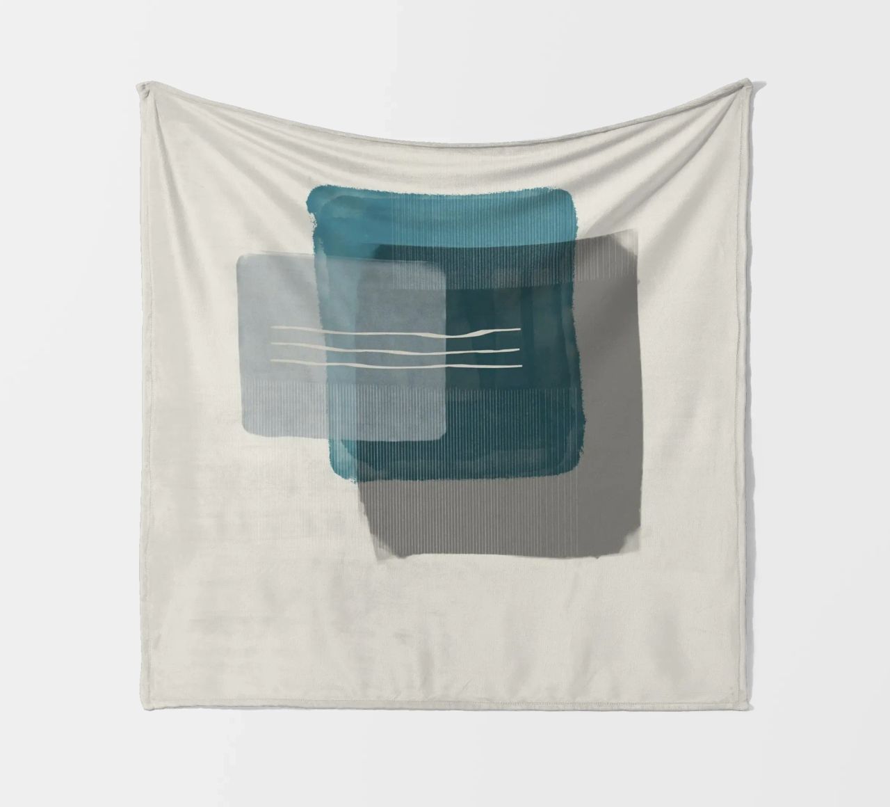 Modern abstract shapes in retro style with blue and grey coperta in pile da Imaginative