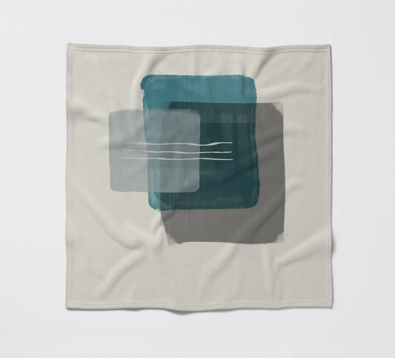 Modern abstract shapes in retro style with blue and grey Fleecedecke von Imaginative
