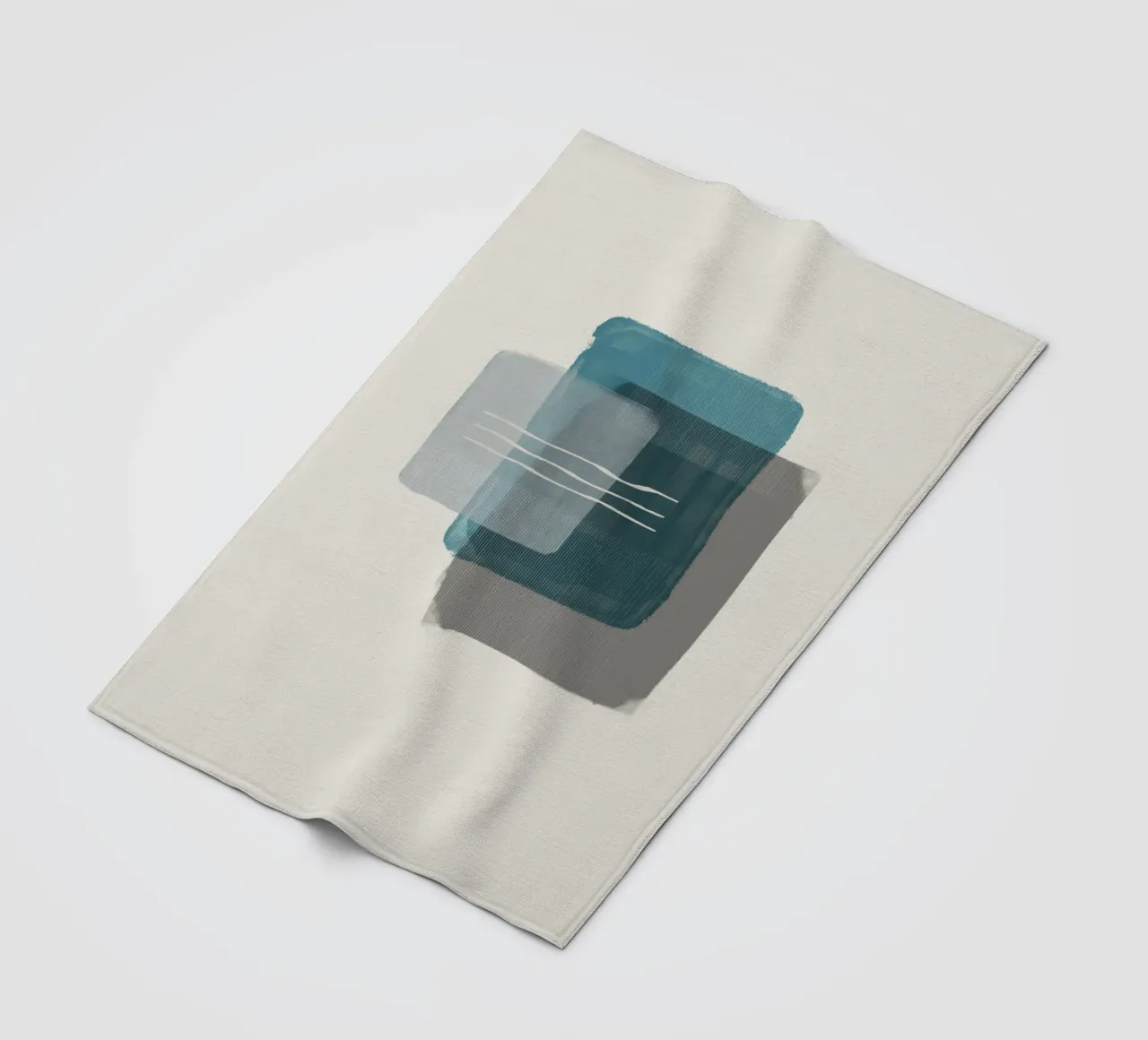Modern abstract shapes in retro style with blue and grey Fleecedecke von Imaginative