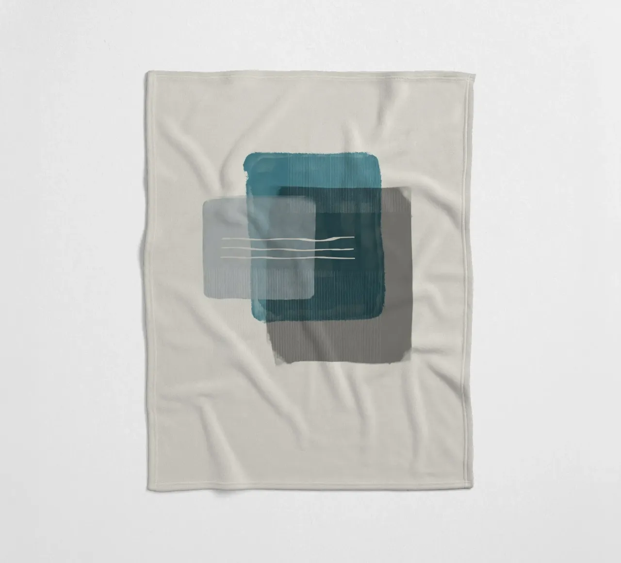 Modern abstract shapes in retro style with blue and grey Fleecedecke von Imaginative