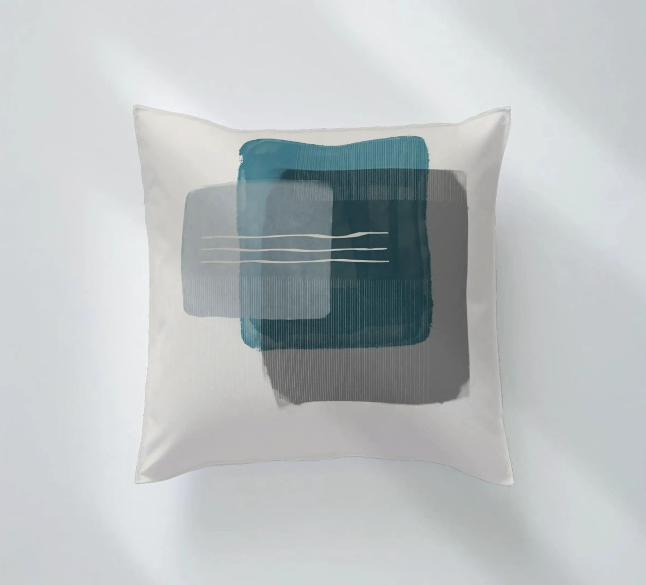 Modern abstract shapes in retro style with blue and grey cuscino da Imaginative