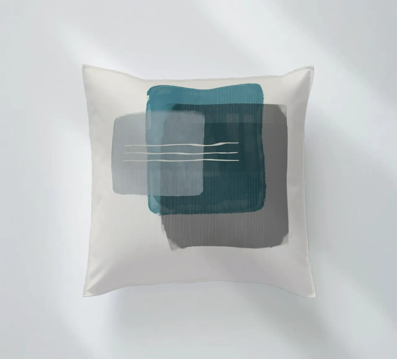Modern abstract shapes in retro style with blue and grey cuscino da Imaginative