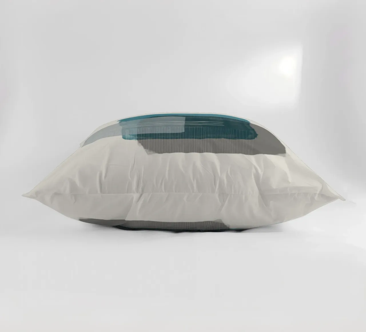 Modern abstract shapes in retro style with blue and grey decorative cushion by Imaginative