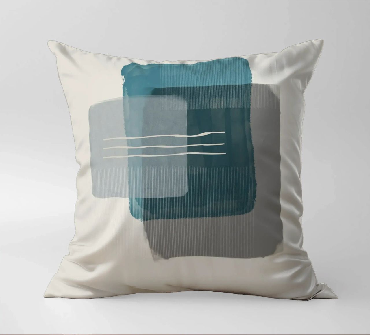 Modern abstract shapes in retro style with blue and grey cuscino da Imaginative