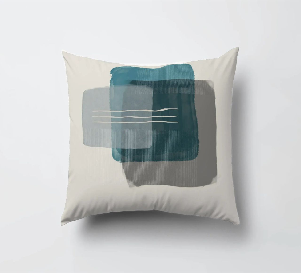 Modern abstract shapes in retro style with blue and grey cuscino da Imaginative