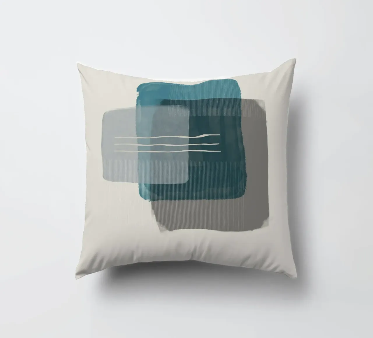 Modern abstract shapes in retro style with blue and grey cuscino da Imaginative
