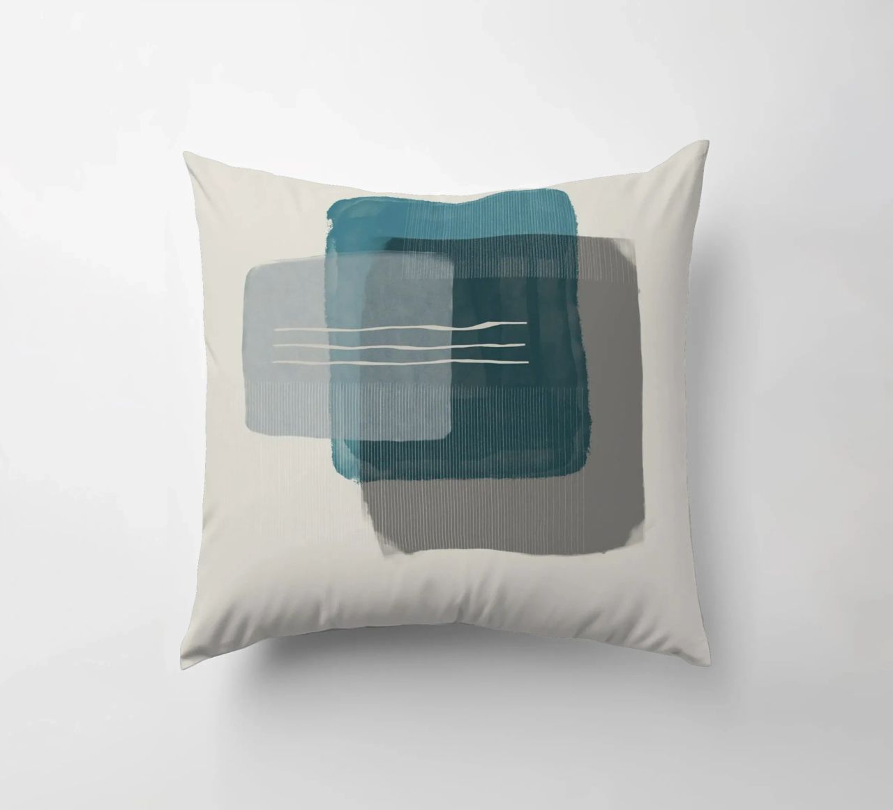 Modern abstract shapes in retro style with blue and grey cuscino da Imaginative