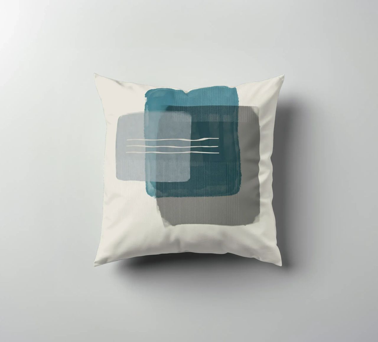 Modern abstract shapes in retro style with blue and grey cuscino da Imaginative