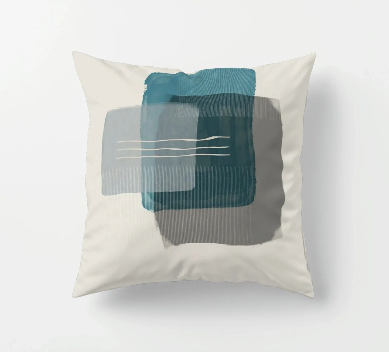 Modern abstract shapes in retro style with blue and grey cuscino da Imaginative