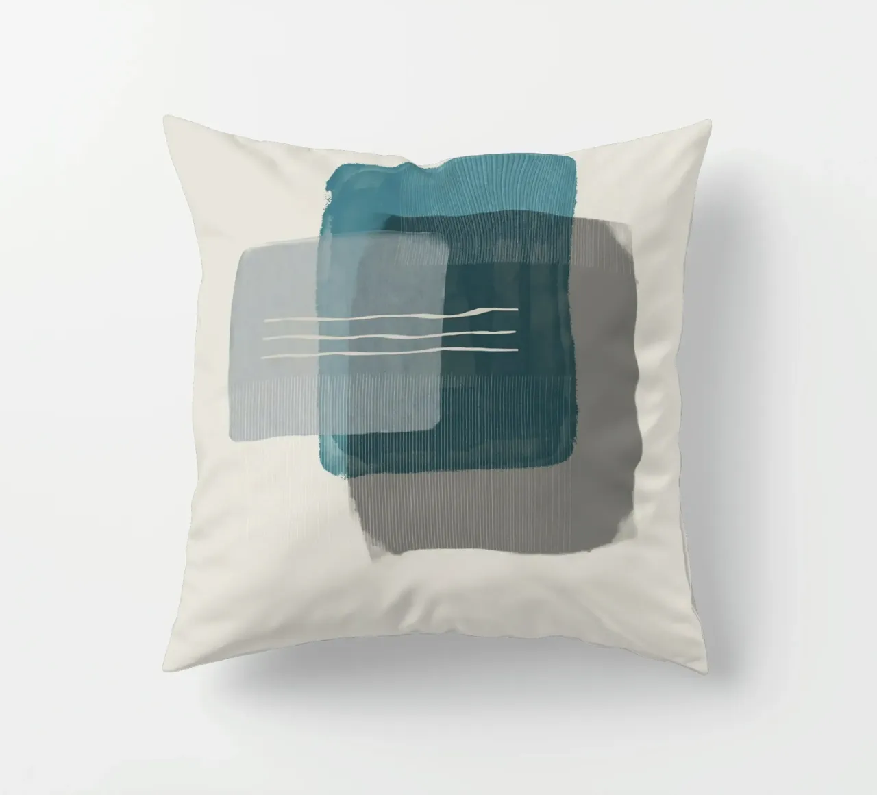 Modern abstract shapes in retro style with blue and grey cuscino da Imaginative