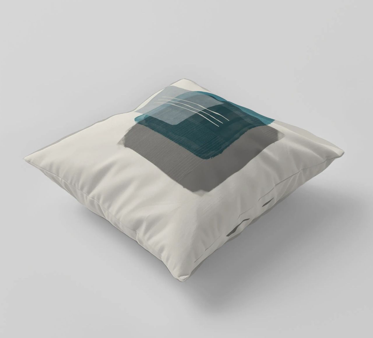 Modern abstract shapes in retro style with blue and grey cuscino da Imaginative