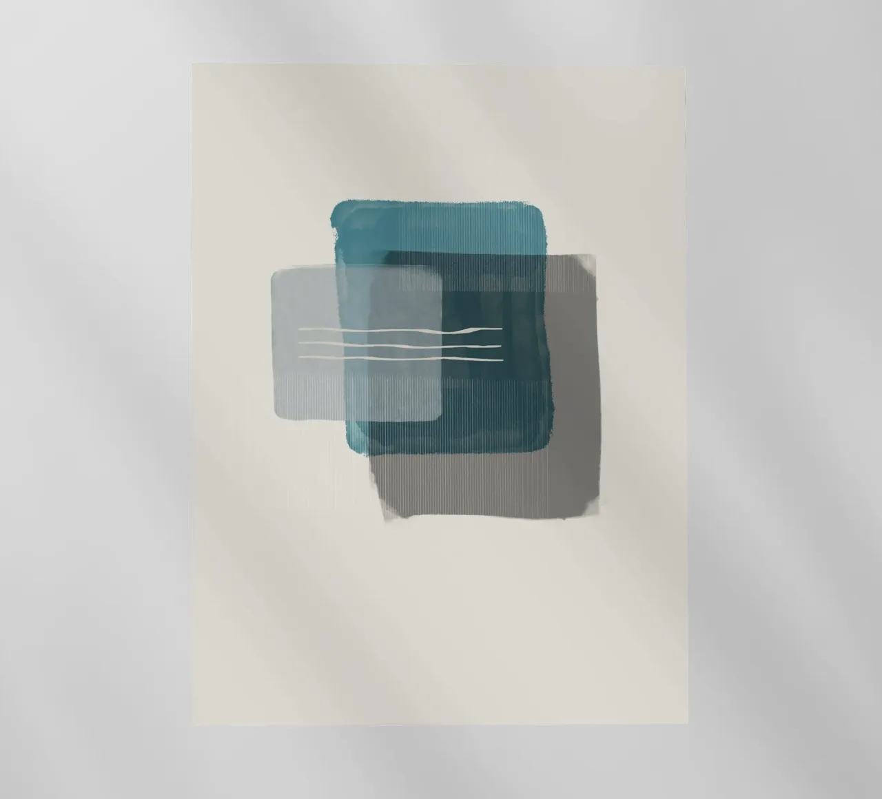 Modern abstract shapes in retro style with blue and grey backlit folie van Imaginative