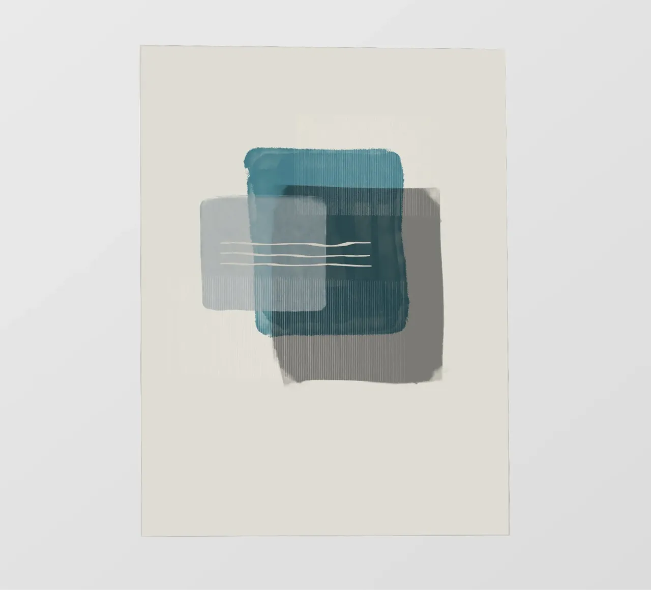 Modern abstract shapes in retro style with blue and grey papel para pared de Imaginative