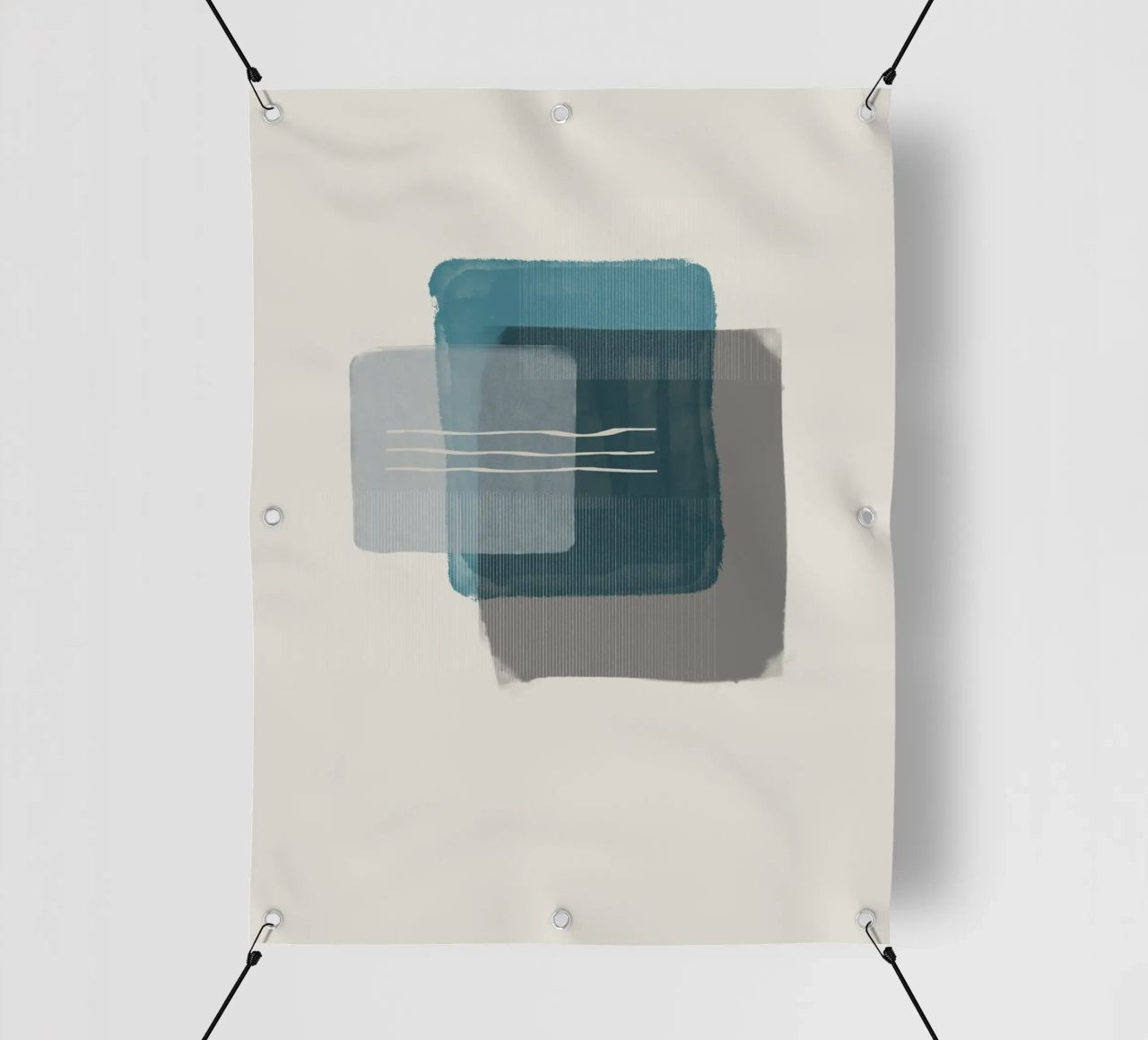 Modern abstract shapes in retro style with blue and grey telo in pvc da Imaginative