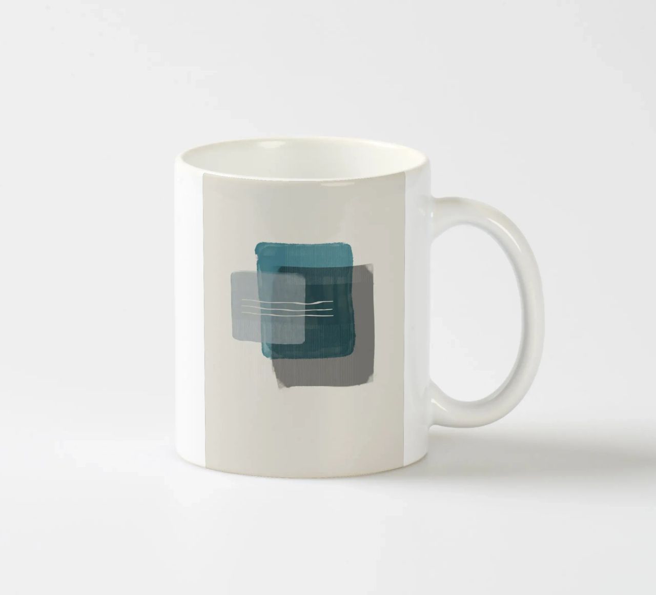 Modern abstract shapes in retro style with blue and grey tazza in ceramica da Imaginative