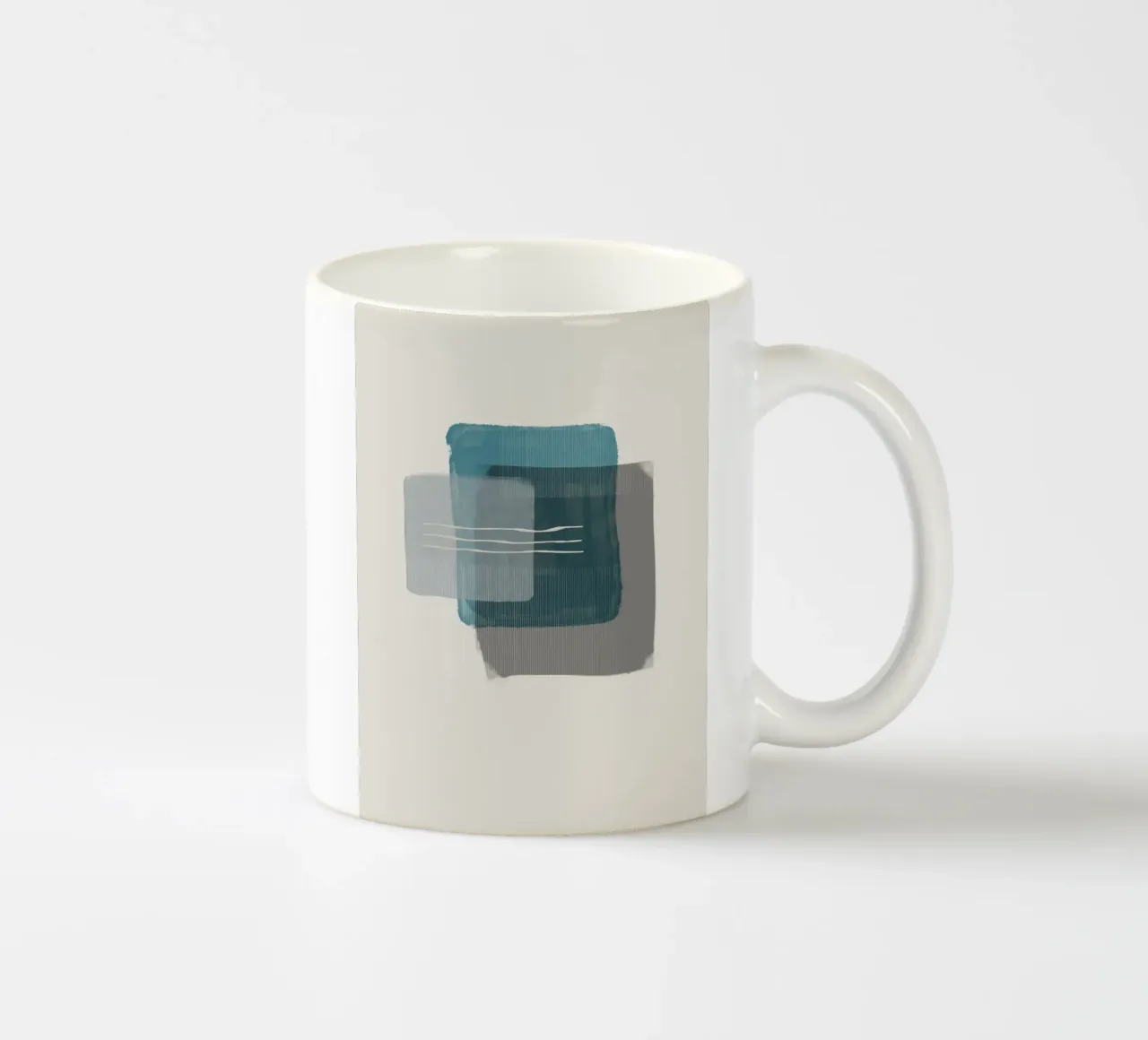 Modern abstract shapes in retro style with blue and grey mug en céramique de Imaginative