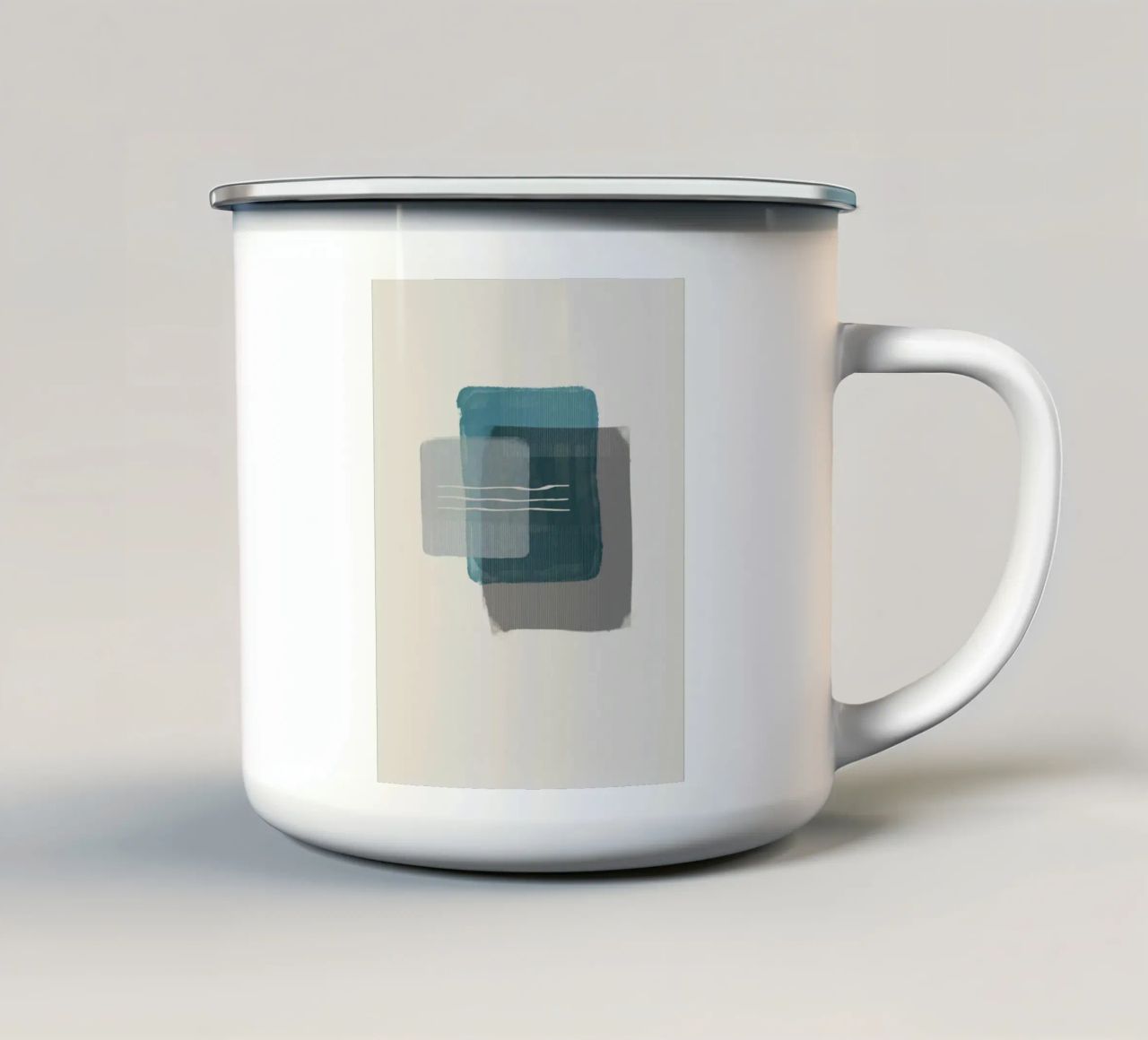 Modern abstract shapes in retro style with blue and grey tazza in smalto da Imaginative