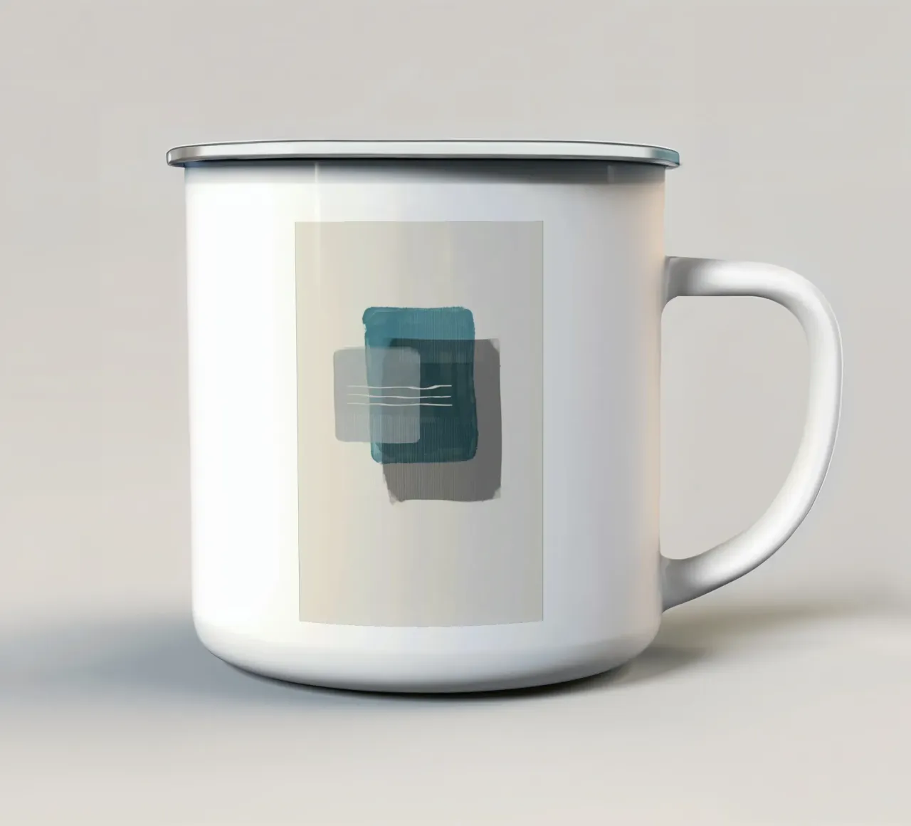 Modern abstract shapes in retro style with blue and grey tazza in smalto da Imaginative