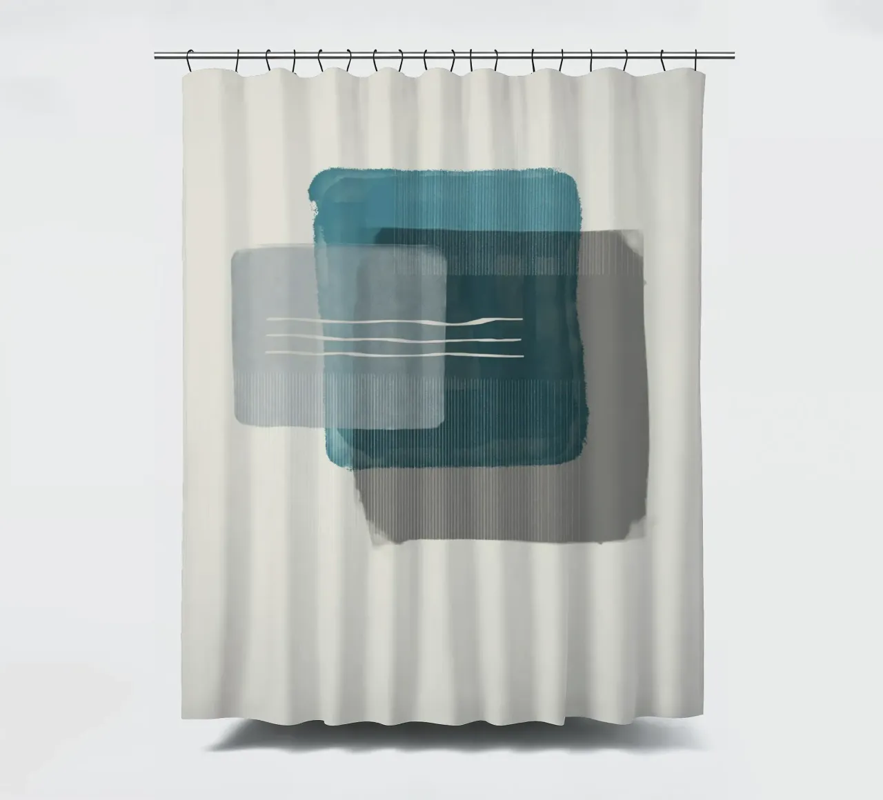 Modern abstract shapes in retro style with blue and grey tenda da doccia da Imaginative