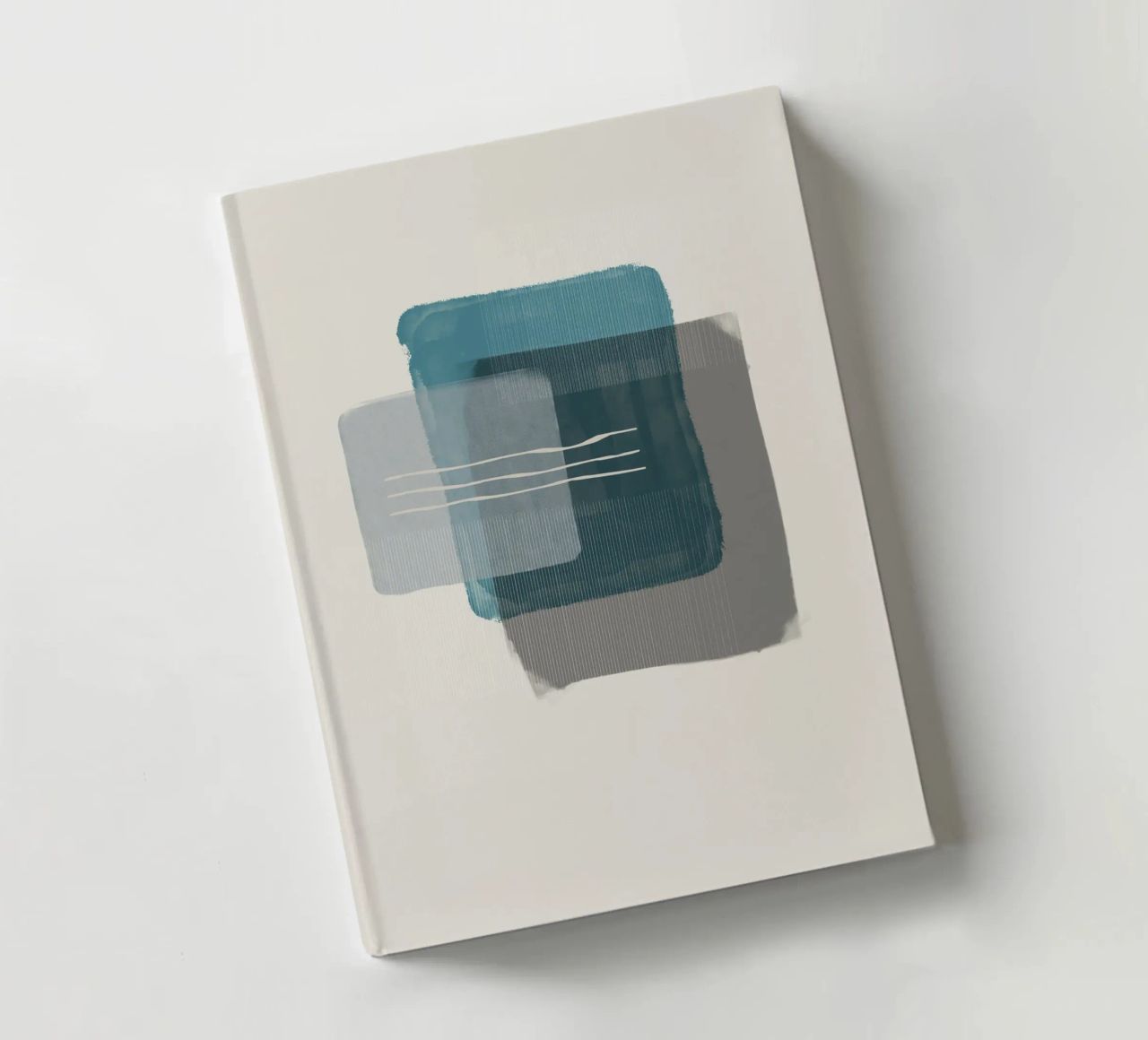 Modern abstract shapes in retro style with blue and grey notebook by Imaginative