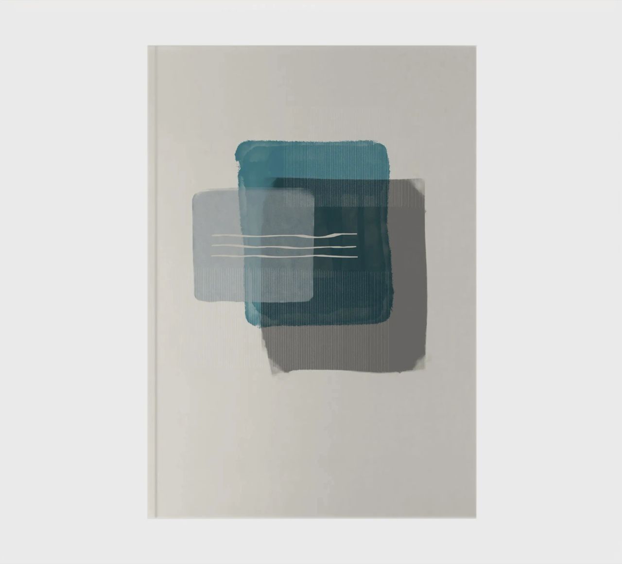 Modern abstract shapes in retro style with blue and grey notebook by Imaginative