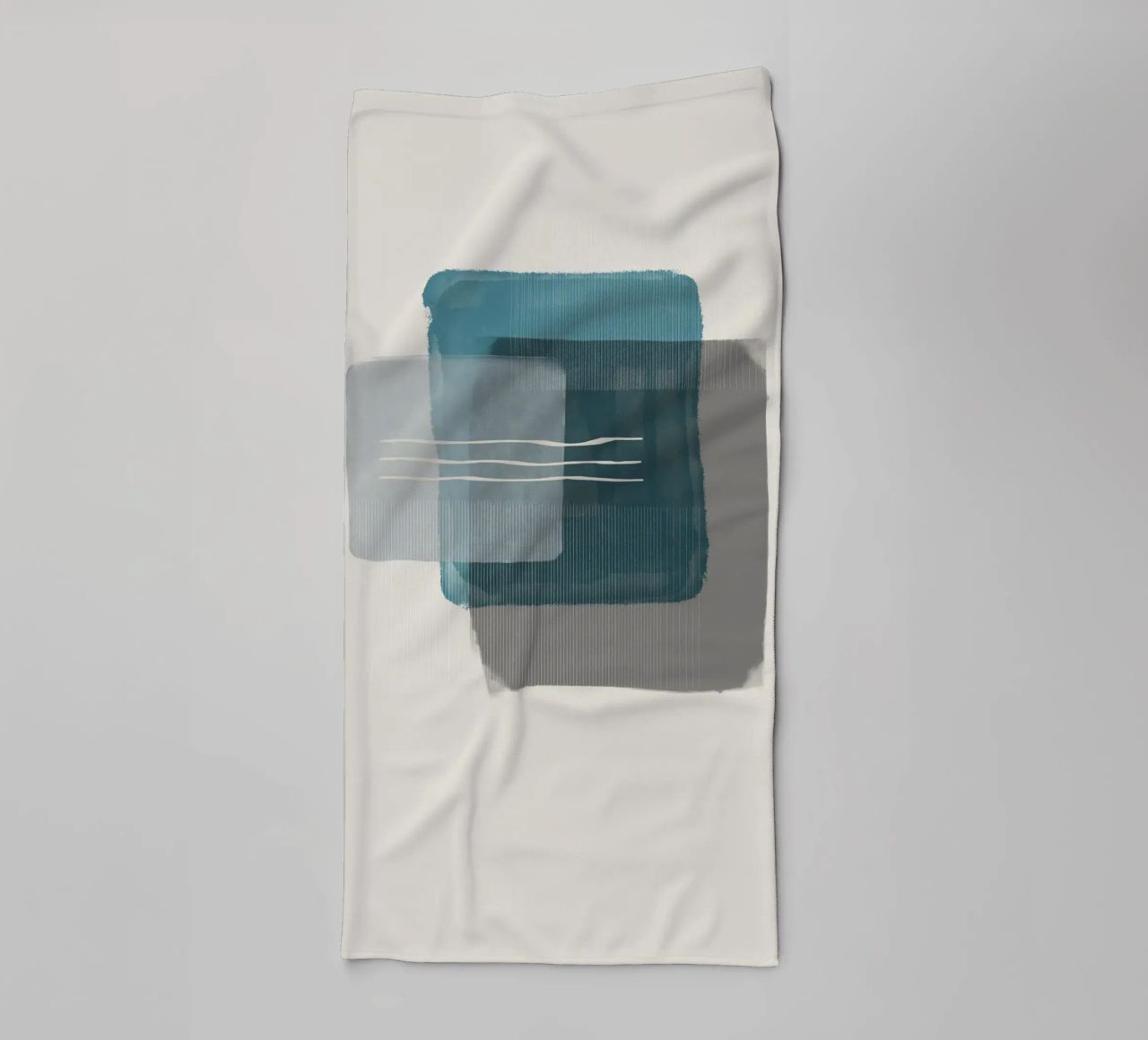 Modern abstract shapes in retro style with blue and grey towel by Imaginative