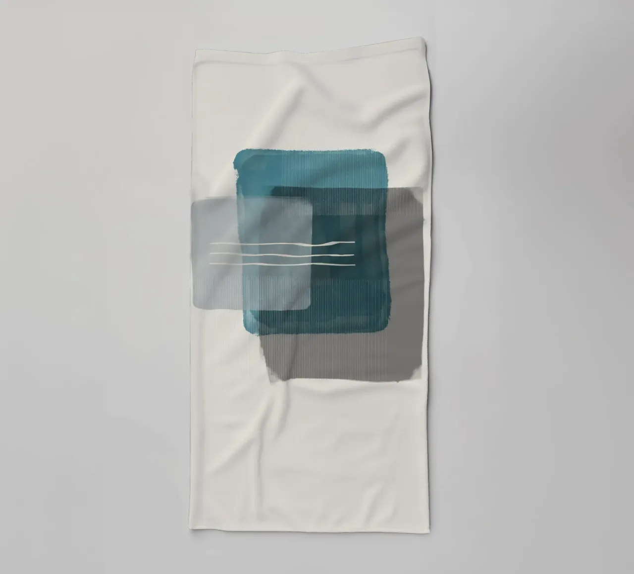 Modern abstract shapes in retro style with blue and grey asciugamano da bagno da Imaginative