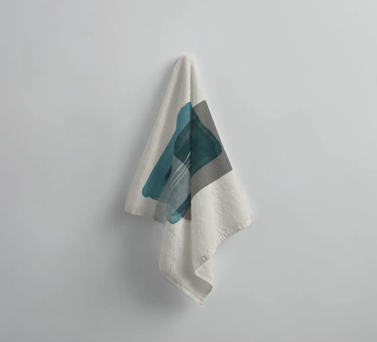 Modern abstract shapes in retro style with blue and grey Handtuch von Imaginative