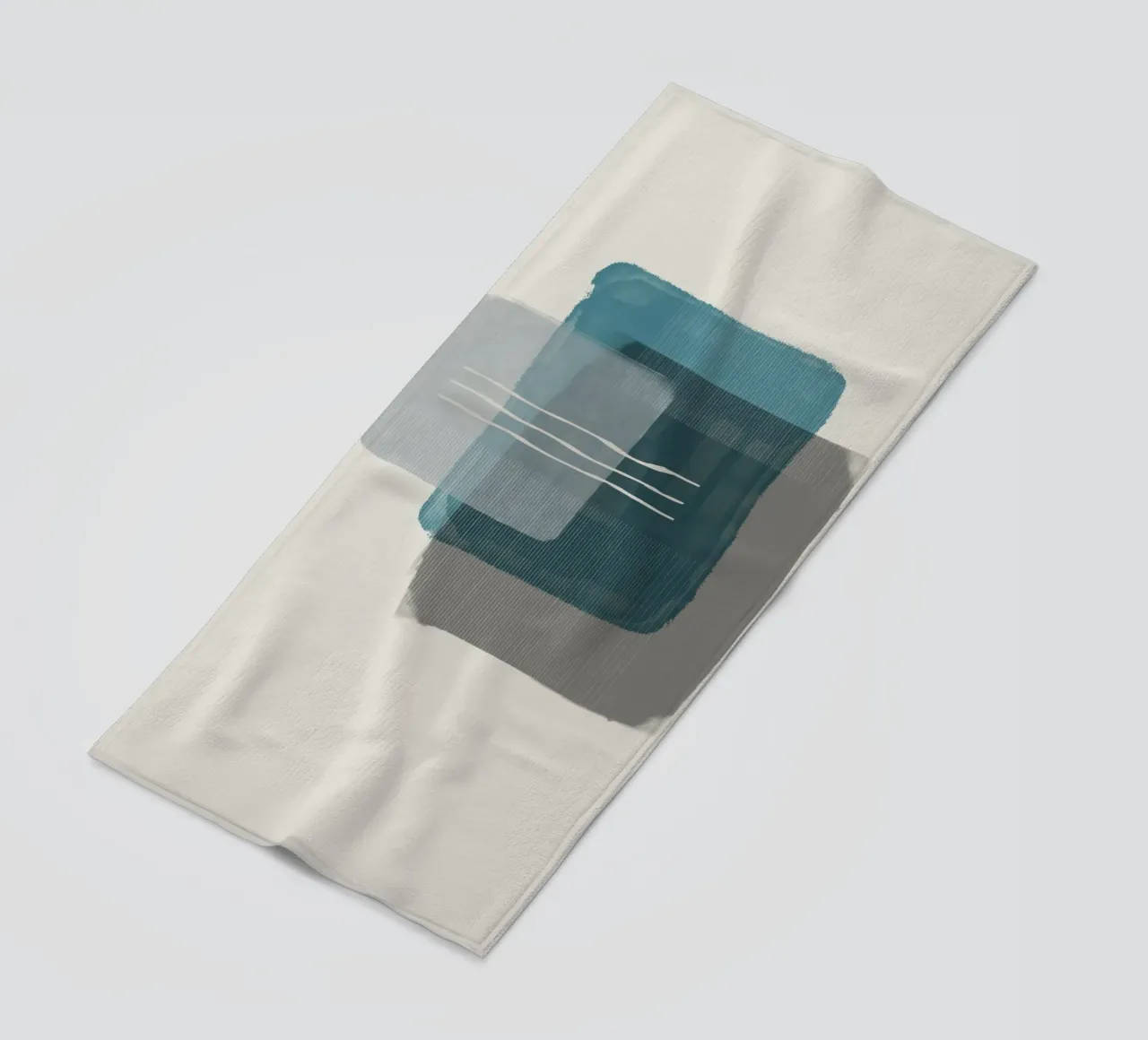 Modern abstract shapes in retro style with blue and grey telo mare da Imaginative