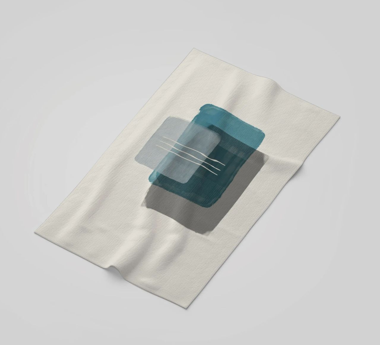 Modern abstract shapes in retro style with blue and grey telo mare da Imaginative