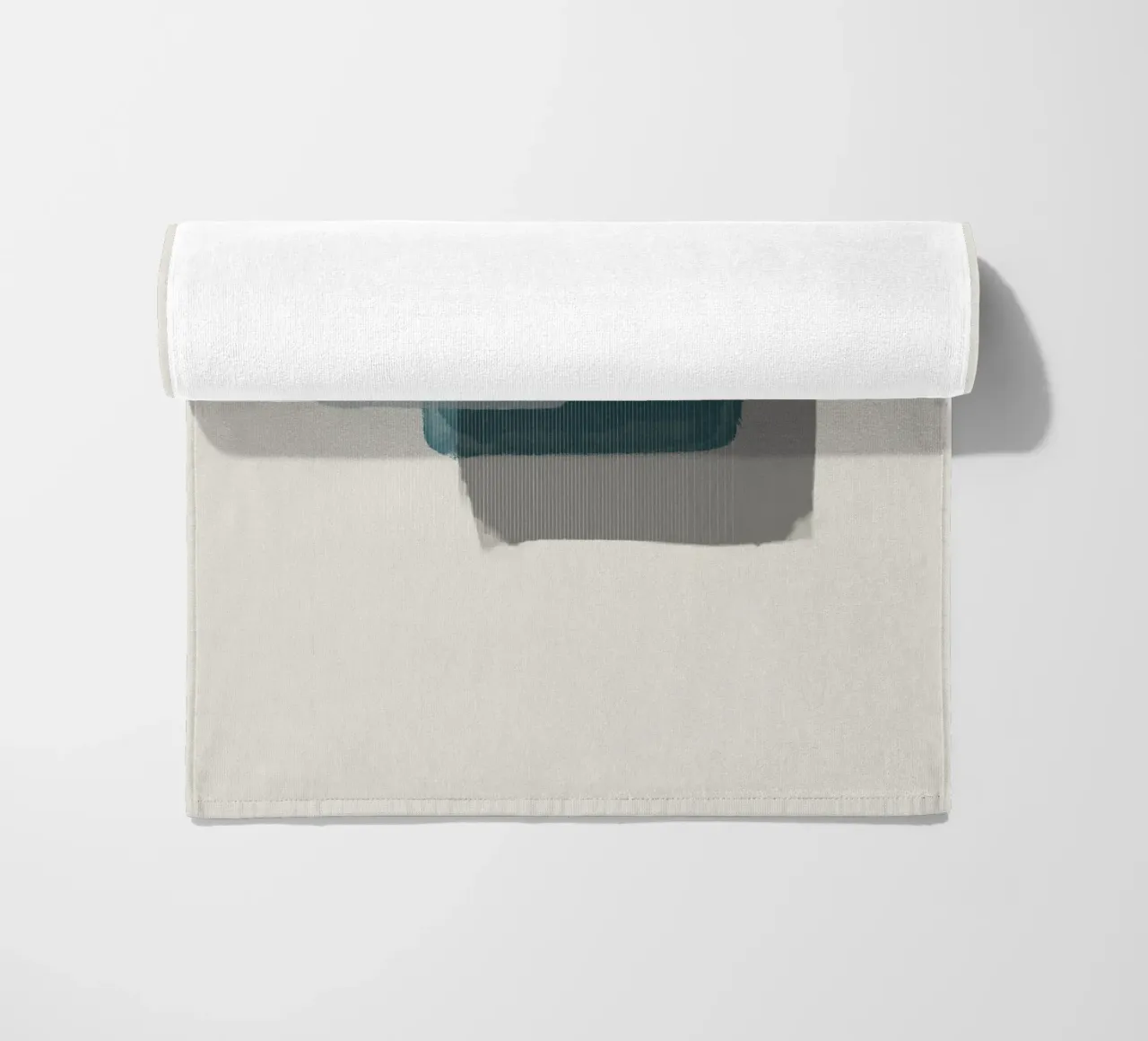 Modern abstract shapes in retro style with blue and grey Strandtuch von Imaginative